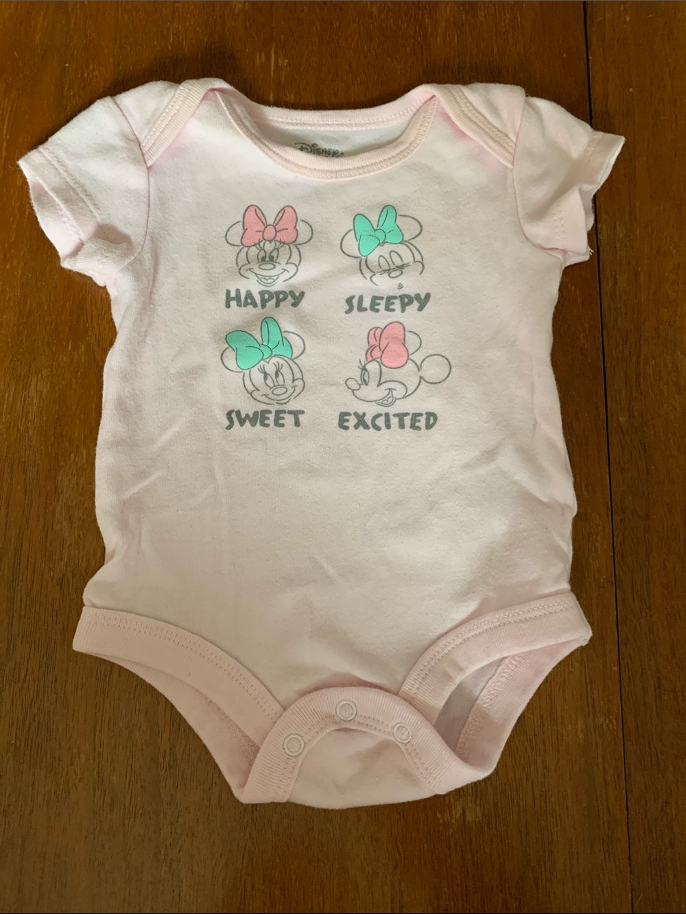 😊FREE😊 Disney Pink Minnie Mouse Emotions Bodysuit with Mint Accents
